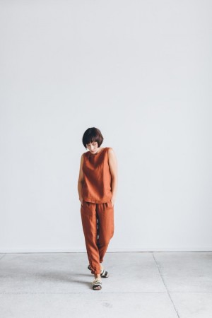 Nova Trousers linbukse fra Linenfox - Terracotta (smal linbukse) (str XL og XXL)