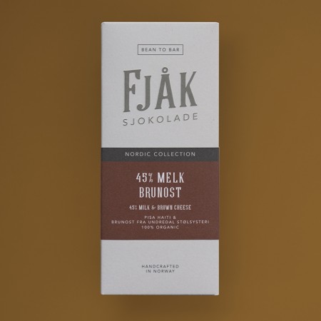 Melkesjokolade 45% med Brunost, Økologisk, Fjåk
