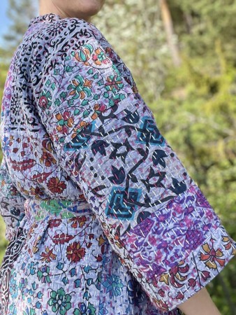 Lavendel - Kantha Kimono bomull fra By Linn Andersen