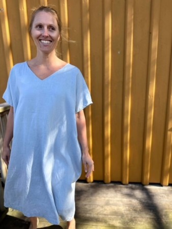 Amalfi dress, linkjole fra Linenfox - dusty blue (uten lommer)
