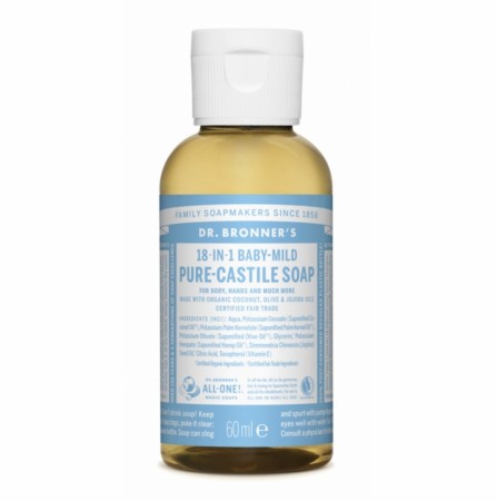 Dr. Bronner mini såpe 60 ml - Baby mild (uten duft)