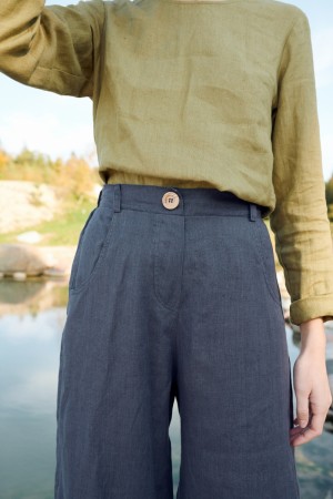 FRANKIE PANTS, LINBUKSE FRA LINENFOX- graphite grey (vanlig benlengde) (str XS )