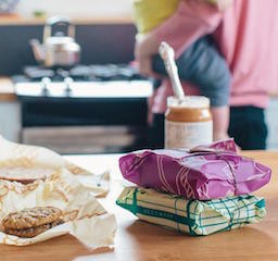 Bee`s Wrap sandwichwrap offwhite/turkis rutete