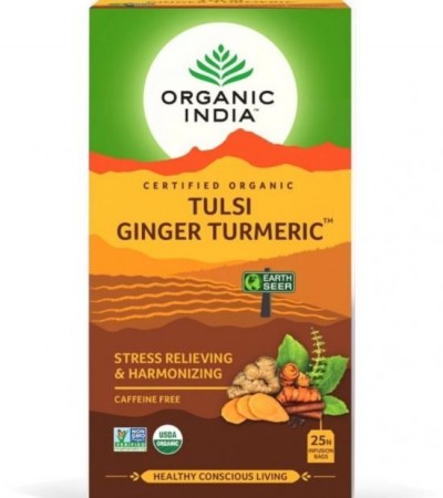 Tulsi turmeric ginger, økologisk te fra Organic India, teposer (midlertidig utsolgt)