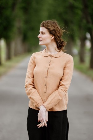 Peter Pan Collar Shirt, Sand Beige.