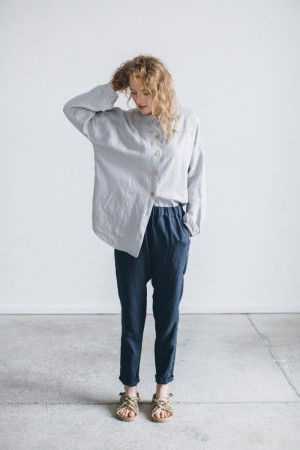Nova Trousers linbukse fra Linenfox - Graphite Grey (smal linbukse) (str XS-XXL)