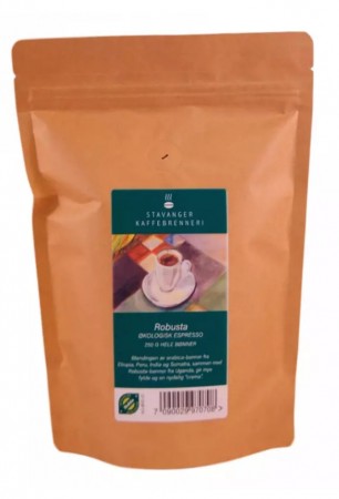 Stavanger Kaffebrenneri espresso robusta bønner, 250g, økologisk