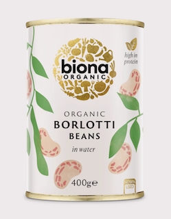 Borlotti beans økologisk og hermetisk fra Biona. 400 g