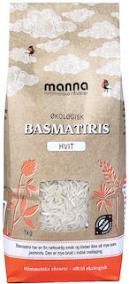 Basmatiris, hvit, 1 kg, økologisk, Manna