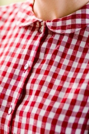 Son de flor, Peter Pan Collar shirt (kort erm) Hygge Red (str M)