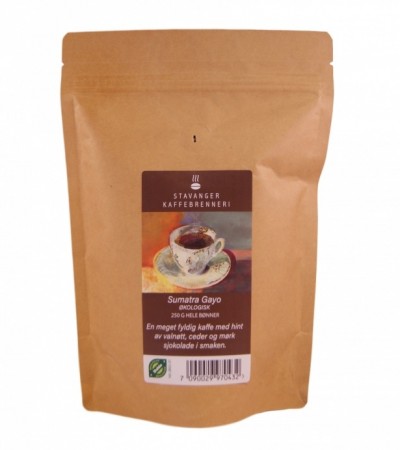 Sumatra Gayo, 250g hele bønner, Stavanger Brenneri, økologisk  - midlertidig utsolgt