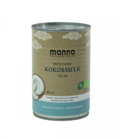 Kokosmelk, 18% fet, økologisk fra Manna, 400ml 