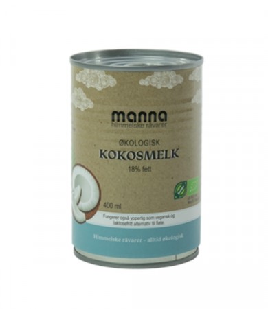 Kokosmelk, 18% fet, økologisk fra Manna, 400ml