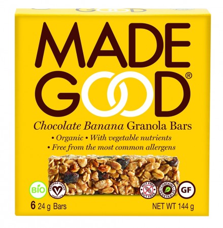 Müslibar m/sjokolade & banan, 6 x 24 g, økologisk, MadeGood