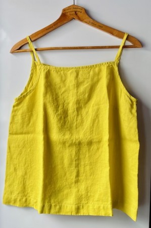 Stella top, singlet i lin FRA LINENFOX, lemon yellow (str S og XL)
