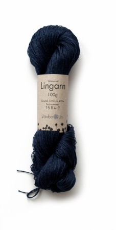 mørkeblått garn 100% lin fra Växbo Lin