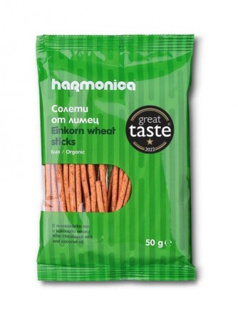 Saltstenger m/enkorn, 50 g, økologisk, Harmonica (d: 22.2.25)