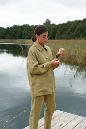 Bill jacket- linjakke fra Linenfox - olive
