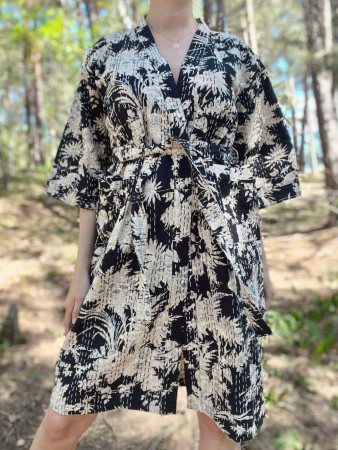 Paris - Kantha Kimono bomull fra By Linn Andersen 