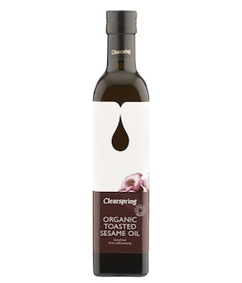 Toasted sesame oil, økologisk fra Clearspring, 500 ml
