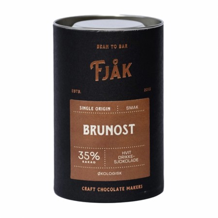 Hvit drikkesjokolade med brunost fra Fjåk, 220g, økologisk
