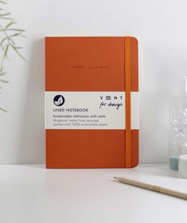 'Make a Mark' notatbok A5, omslag i resirkulert lær - oransje (få igjen)