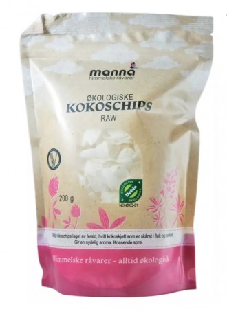 Kokoschips raw, økologisk fra Manna, 200 g
