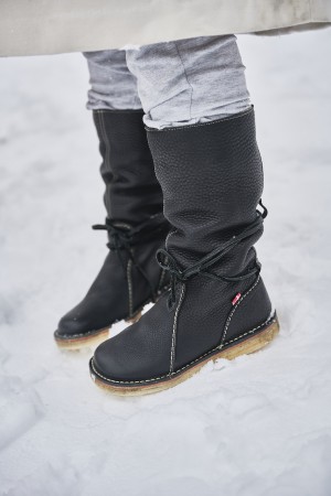 Silkeborg, sort - høy, foret støvlett i mykt skinn fra Duckfeet (str 39 og 40)