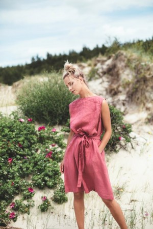 Nida dress, linkjole fra Linenfox, watermelon (kun str L-XL)