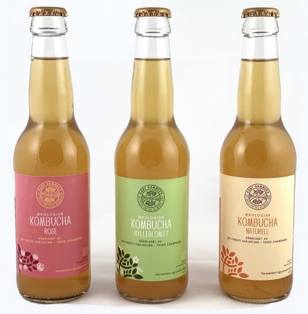 Økologisk kombucha fra Gry Hammer, flere smaker