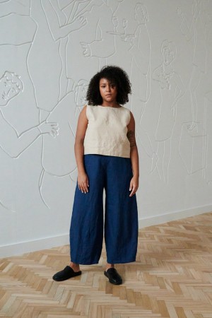 FRANKIE PANTS, LINBUKSE FRA LINENFOX- navy blue (vanlig benlengde)