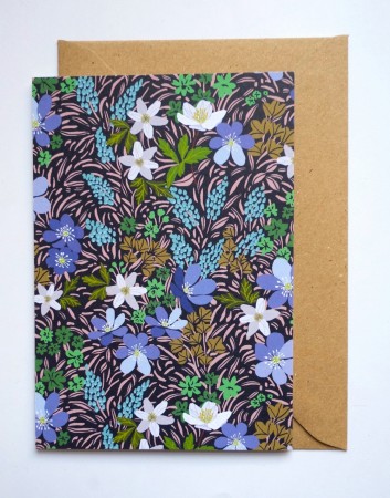 Blomsterkort blåveis/hvitveis fra Ingebjørg Hunskaar