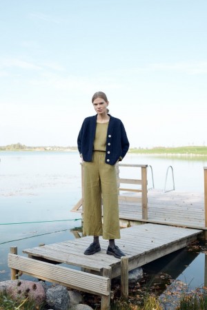 Ocean pants, vid linbukse fra Linenfox -olive (+5 CM, EKSTRA LANGE BEN) (1 igjen str M)
