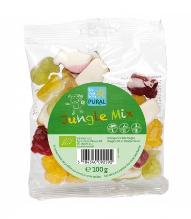 Jungle mix fra Pural, økologisk fruktgummi, 100g