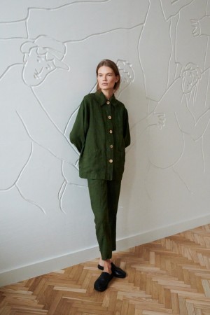 Bill jacket- linjakke fra Linenfox - forest green