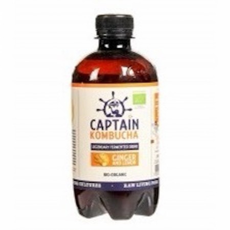 Kombucha, Ginger and Lemon, vegan, 400 ml, økologisk, Captain Kombucha