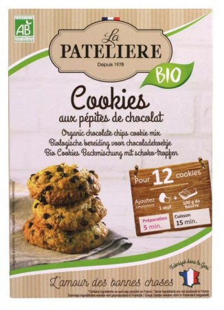 Kjeks m/sjokoladebiter, bakeblanding, 260 g, økologisk fra  La Pateliere, glutenfri - ryddesalg