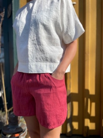 Jeri Linen Shorts, linshorts fra Linenfox - chilli red (få igjen - XS og L/XL)