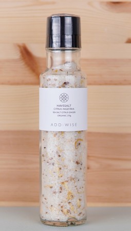 Krydderkvern med Havsalt, Sitrus og Ingefær fra Add Wise, 285g, økologisk (BF: 30.11.23)
