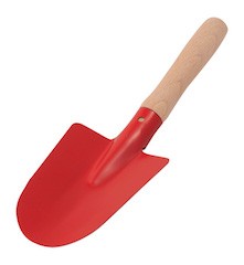 Rød sandspade i metall