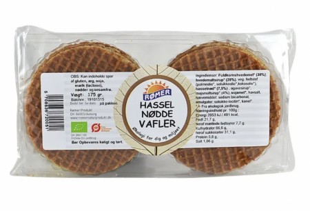 Rømer hasselnøttvafler med honning, 175g, økologisk