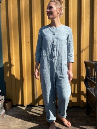 Martin jumpsuit, buksedress fra Linenfox - Sea Green