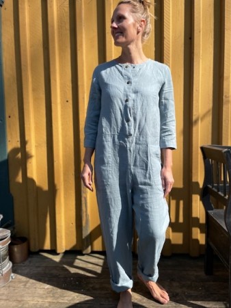 Martin jumpsuit, buksedress fra Linenfox - Sea Green (ekstra lange bein)