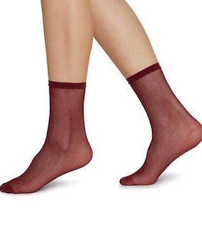 Liv nettingsokk fra Swedish Stockings, vinrød