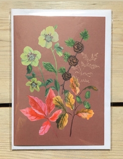 Blomsterkort gammelrosa fra Ingebjørg Hunskaar