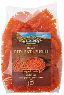 Fusilli, av røde linser, økologisk fra La Bio Idea, 259 g (glutenfri)