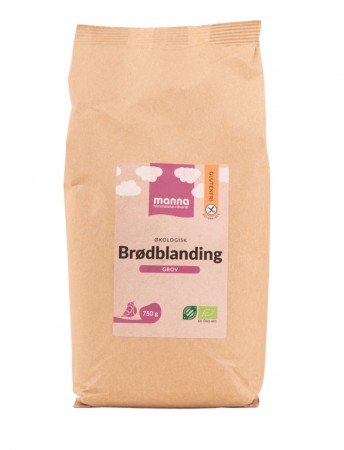 Brødblanding, grov, glutenfri, 750g, økologisk fra Manna
