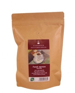 Franskbrent espresso,250 g hele bønner, Stavanger Kaffebrenneri, økologisk 
