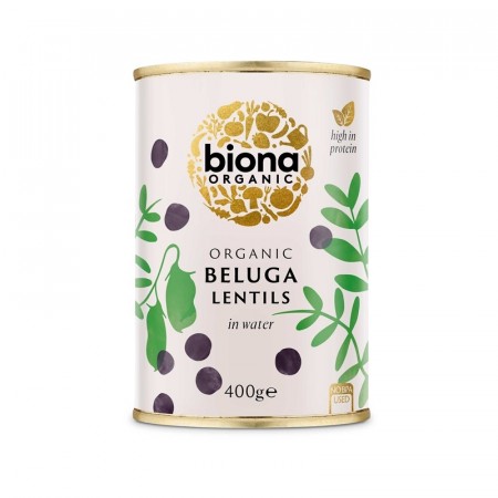 Beluga lentils, økologisk og hermetisk fra Biona,  400 g