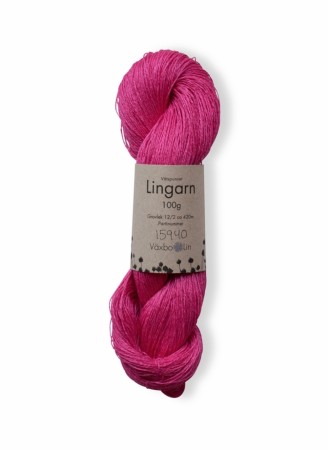 100%  lingarn fra Växbo Lin - Cerise (sterk rosa) 